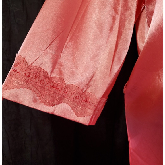 EKOUAER Women's Robe GLOSSY SATIN Coral Pink OPEN NO BELT Women's Small - Picture 3 of 9